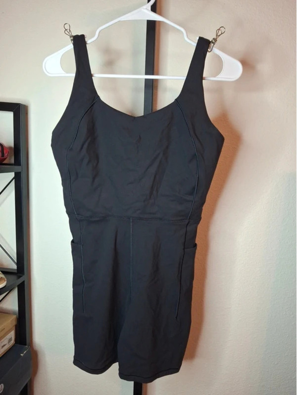CALIA Inspire black athletic short romper/bodysuit with side pockets NWT size M